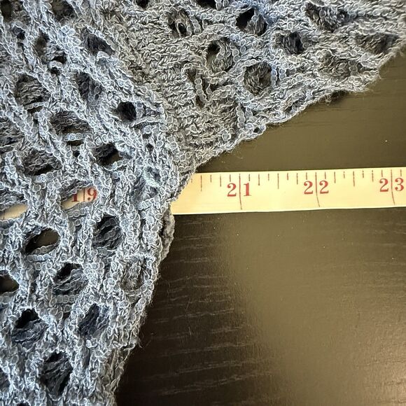 Womens Blue Open Knit Beachy Boho Bell Sleeve Sweater Size L Festival Beach - Picture 12 of 13